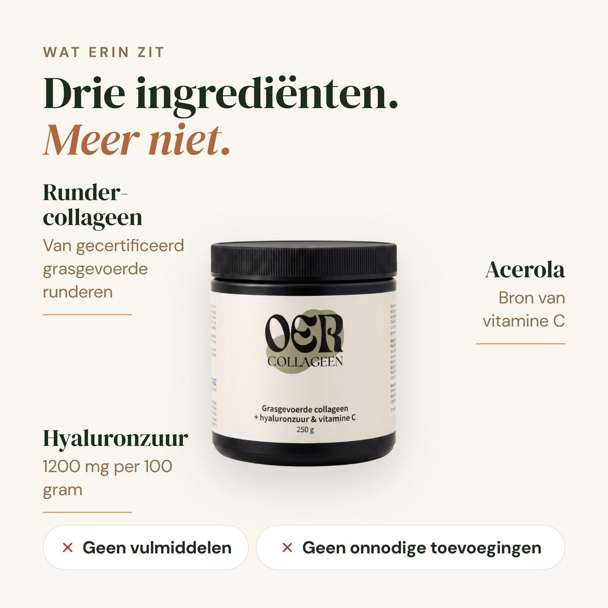 Grasgevoerde Rundercollageen: drie ingredienten