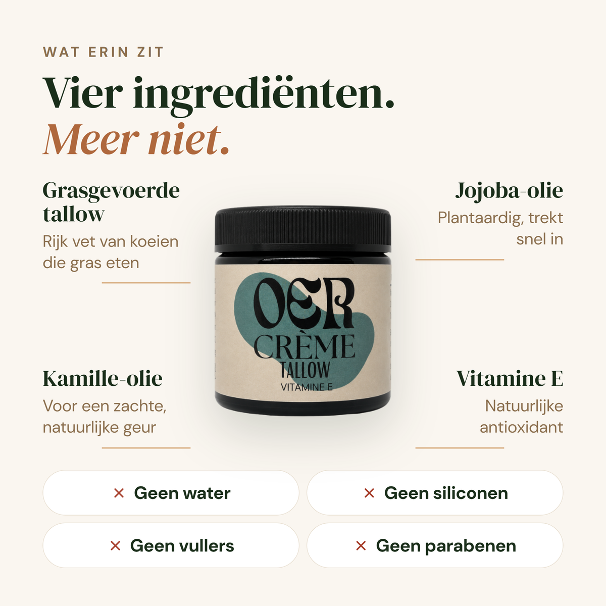 Oercrème Vitamine E: vier ingredienten