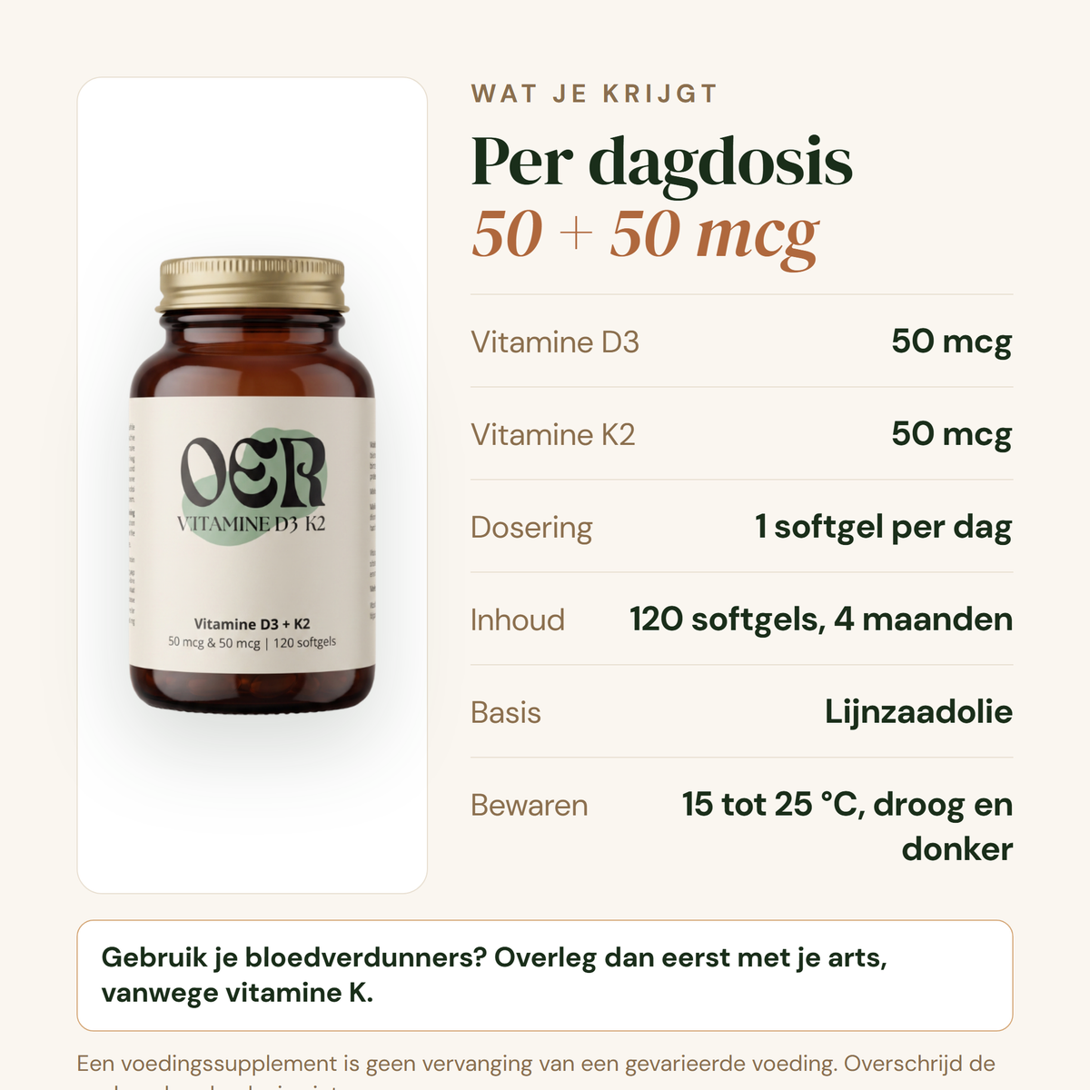 Vitamine D3 K2: per dagdosis